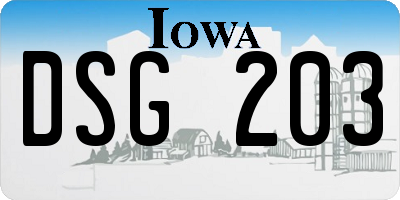 IA license plate DSG203