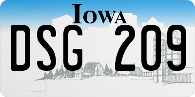 IA license plate DSG209