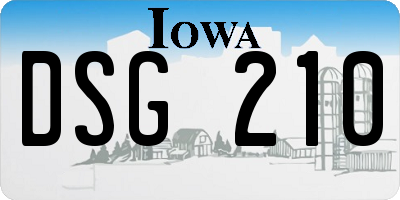 IA license plate DSG210