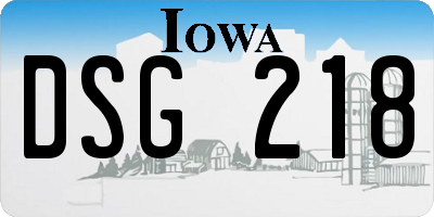 IA license plate DSG218