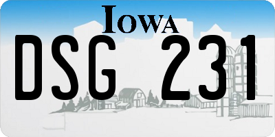 IA license plate DSG231