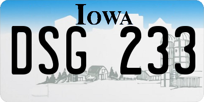 IA license plate DSG233