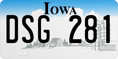 IA license plate DSG281