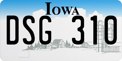 IA license plate DSG310