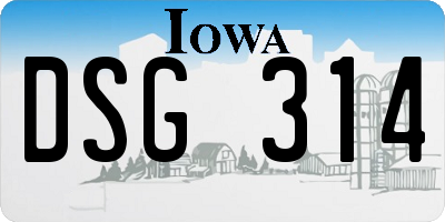 IA license plate DSG314
