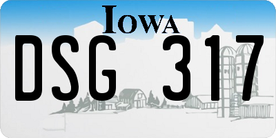 IA license plate DSG317