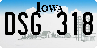 IA license plate DSG318