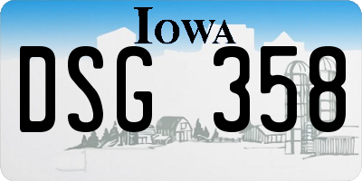 IA license plate DSG358