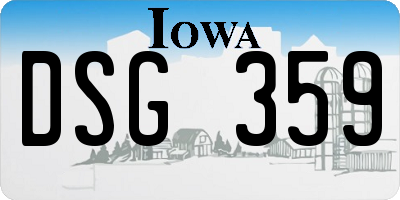 IA license plate DSG359