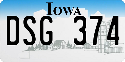 IA license plate DSG374