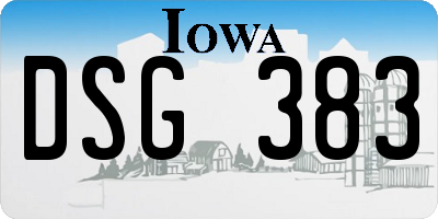 IA license plate DSG383