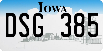 IA license plate DSG385