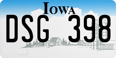 IA license plate DSG398