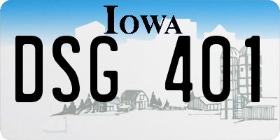 IA license plate DSG401