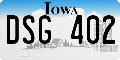 IA license plate DSG402