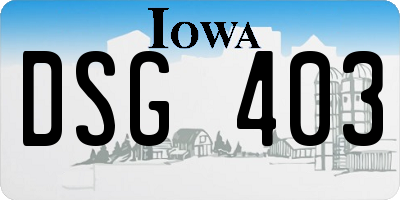 IA license plate DSG403