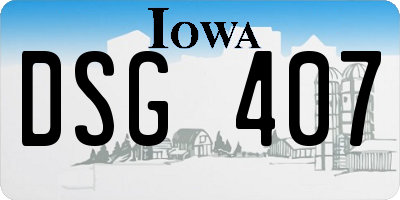 IA license plate DSG407