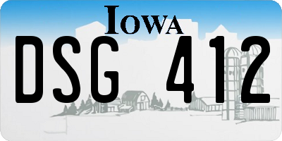 IA license plate DSG412