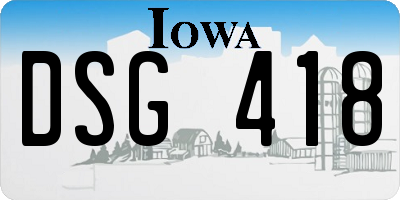 IA license plate DSG418