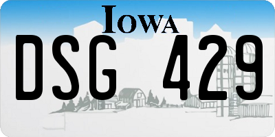 IA license plate DSG429