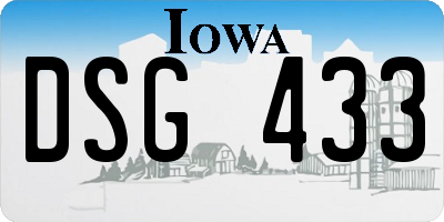 IA license plate DSG433