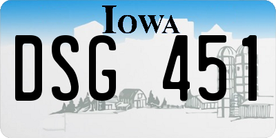 IA license plate DSG451