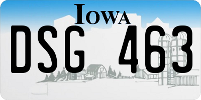 IA license plate DSG463