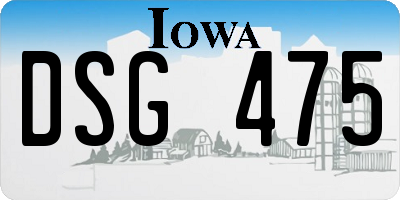 IA license plate DSG475