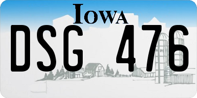 IA license plate DSG476