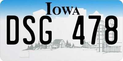 IA license plate DSG478