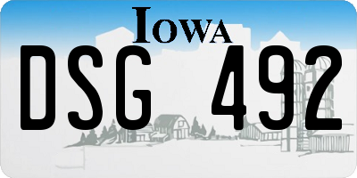 IA license plate DSG492