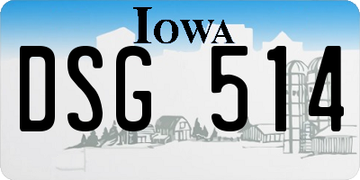 IA license plate DSG514