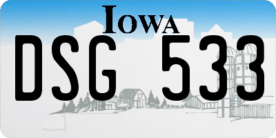 IA license plate DSG533