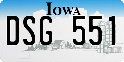 IA license plate DSG551