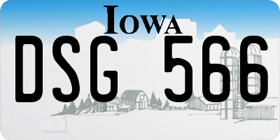 IA license plate DSG566