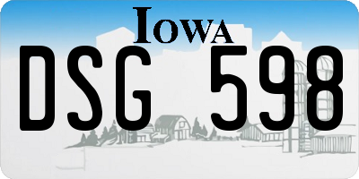 IA license plate DSG598