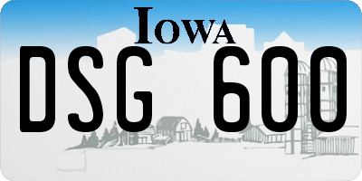 IA license plate DSG600