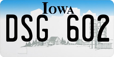 IA license plate DSG602