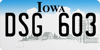IA license plate DSG603