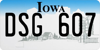 IA license plate DSG607