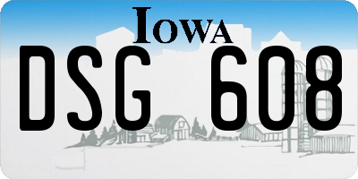 IA license plate DSG608