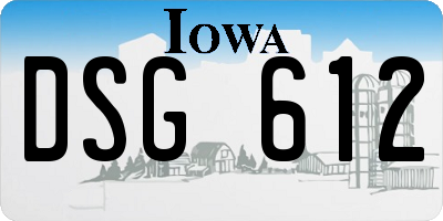 IA license plate DSG612