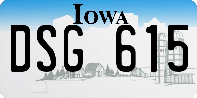 IA license plate DSG615