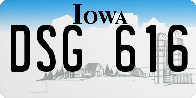 IA license plate DSG616