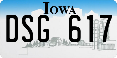 IA license plate DSG617