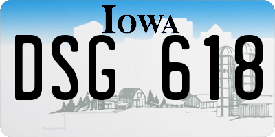 IA license plate DSG618