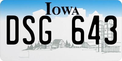 IA license plate DSG643