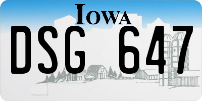 IA license plate DSG647