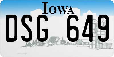 IA license plate DSG649