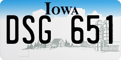 IA license plate DSG651